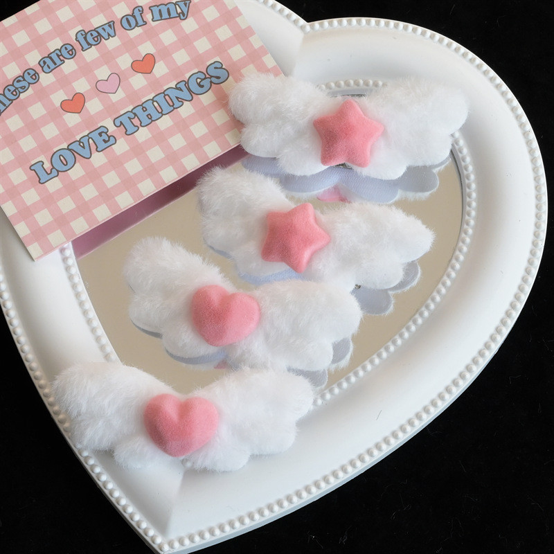 Flocking Lovely Angel Wings Heart Star Hajtű nőknek Édes Aranyos Csaj Báj Hajcsat Esztétikus Divatos Hajkiegészítők Ajándék
