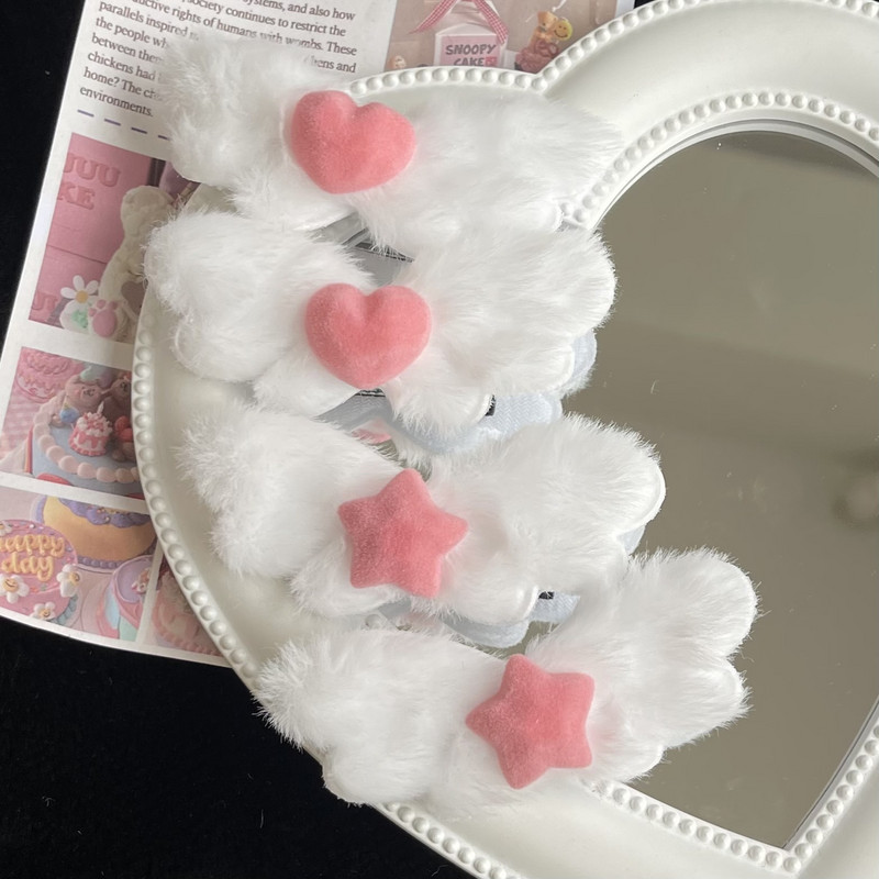 Flocking Lovely Angel Wings Heart Star Hajtű nőknek Édes Aranyos Csaj Báj Hajcsat Esztétikus Divatos Hajkiegészítők Ajándék
