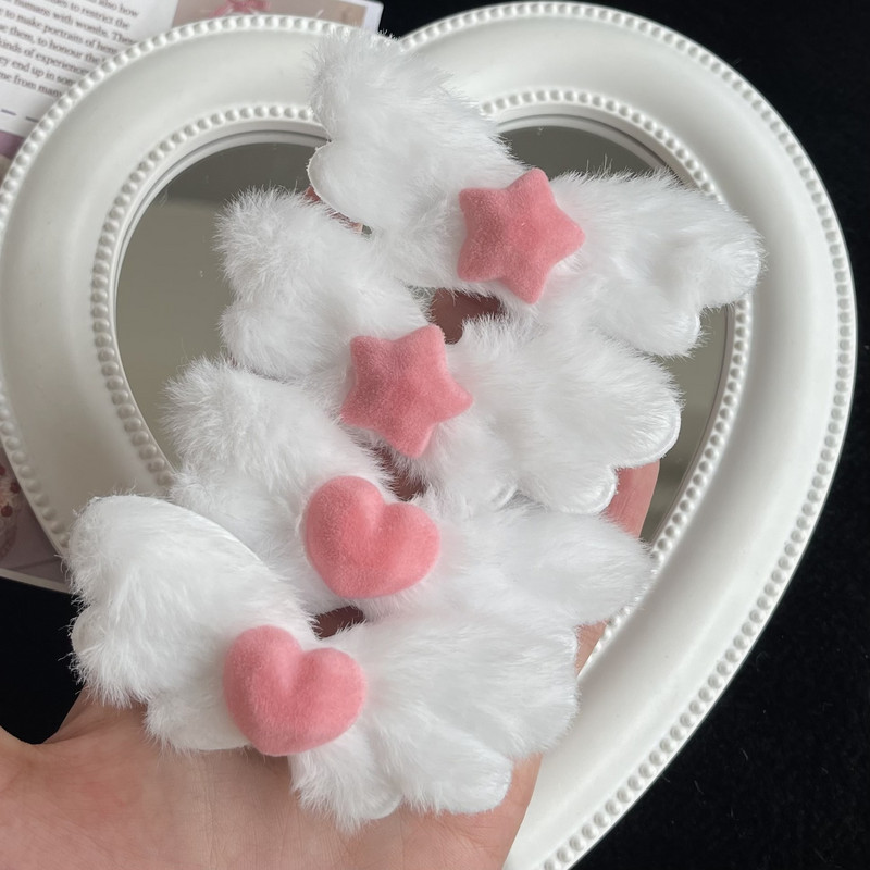 Flocking Lovely Angel Wings Heart Star Hajtű nőknek Édes Aranyos Csaj Báj Hajcsat Esztétikus Divatos Hajkiegészítők Ajándék