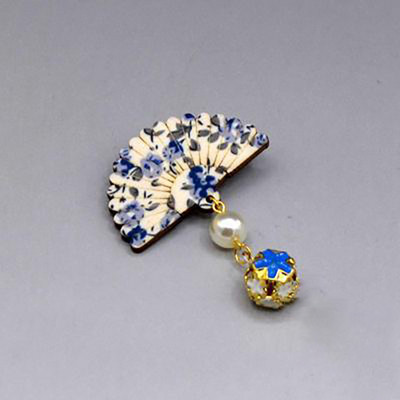 Japán fából készült, legyezős golyós függő hajcsat nőknek Elegáns temperamentum varázslat Esztétikus hajtű Retro antik hajkiegészítők