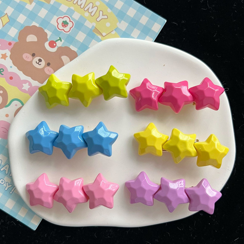 Candy Color Pentagram Star Hajtű Nőknek Édes Aranyos Csaj Esztétikus Hajcsat Bűbáj Szép divatos Hajkiegészítők Ajándék