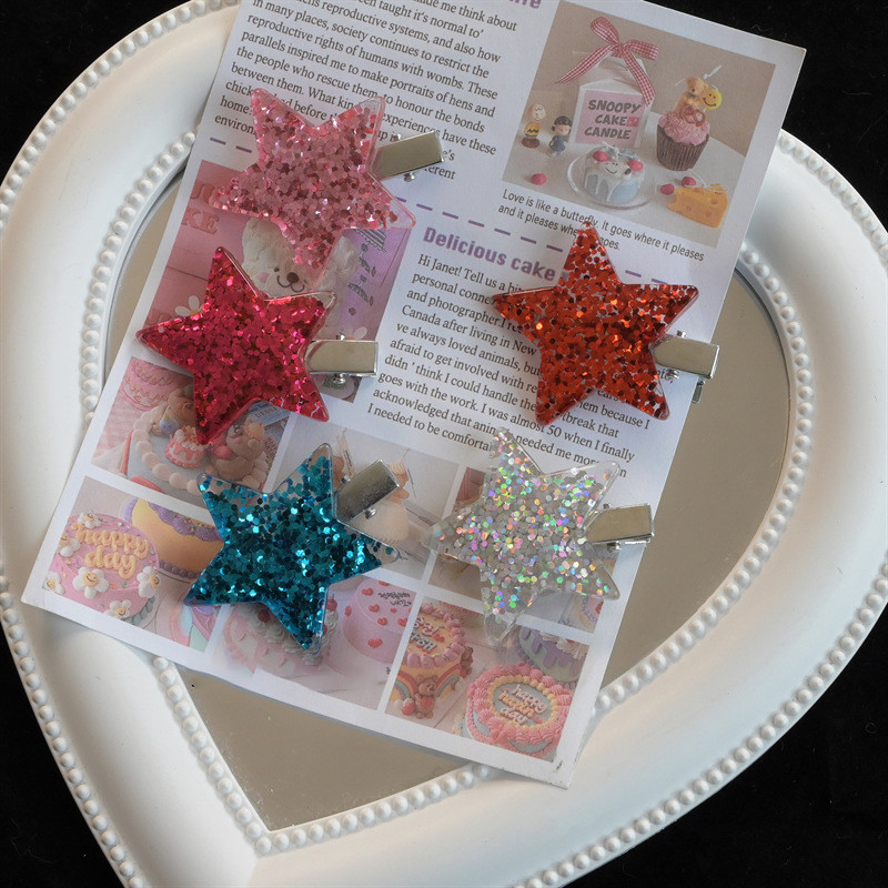 Trend Colorful Sequins Star Pentagram hajtű nőknek Édes, aranyos lányos divatos hajcsat Esztétikus Y2k hajkiegészítők Ajándék