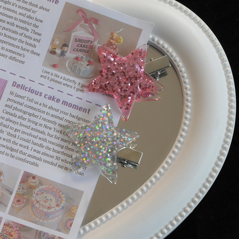 Trend Colorful Sequins Star Pentagram hajtű nőknek Édes, aranyos lányos divatos hajcsat Esztétikus Y2k hajkiegészítők Ajándék