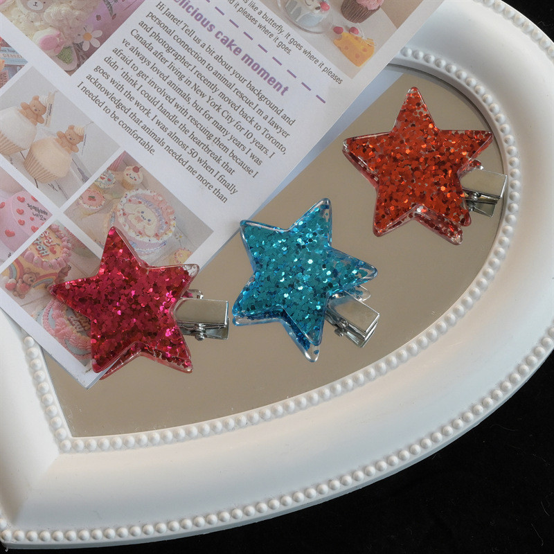 Trend Colorful Sequins Star Pentagram hajtű nőknek Édes, aranyos lányos divatos hajcsat Esztétikus Y2k hajkiegészítők Ajándék