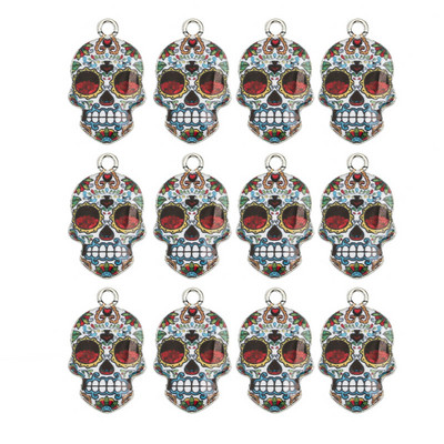 10 vnt/stal. 15x23 mm emaliniai kaukolės pakabukai „pasidaryk pats“ kaklo papuošalų auskarai, skirti papuošalams gaminti