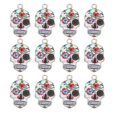 10 vnt/stal. 15x23 mm emaliniai kaukolės pakabukai „pasidaryk pats“ kaklo papuošalų auskarai, skirti papuošalams gaminti