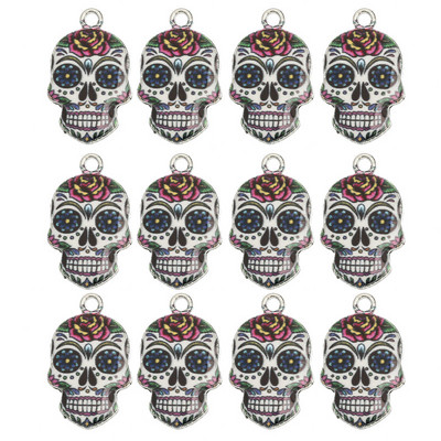 10 vnt/stal. 15x23 mm emaliniai kaukolės pakabukai „pasidaryk pats“ kaklo papuošalų auskarai, skirti papuošalams gaminti