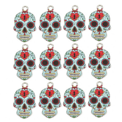 10 vnt/stal. 15x23 mm emaliniai kaukolės pakabukai „pasidaryk pats“ kaklo papuošalų auskarai, skirti papuošalams gaminti