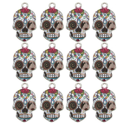 10 vnt/stal. 15x23 mm emaliniai kaukolės pakabukai „pasidaryk pats“ kaklo papuošalų auskarai, skirti papuošalams gaminti