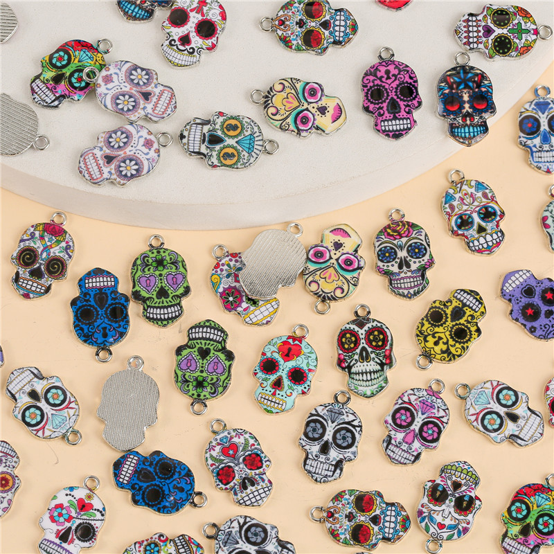 10 vnt/stal. 15x23 mm emaliniai kaukolės pakabukai „pasidaryk pats“ kaklo papuošalų auskarai, skirti papuošalams gaminti