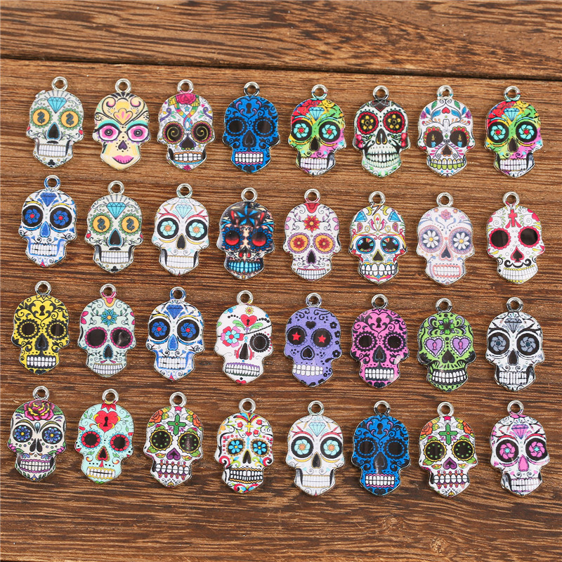 10 vnt/stal. 15x23 mm emaliniai kaukolės pakabukai „pasidaryk pats“ kaklo papuošalų auskarai, skirti papuošalams gaminti