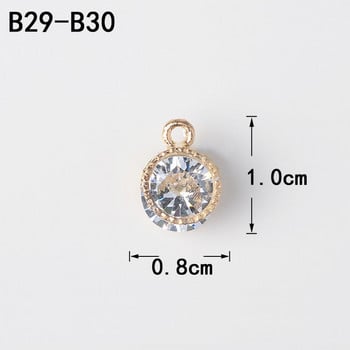 10 ΤΕΜ/Παρτίδα Shining Small Zircon Series Geometry Flower Heart Crystal Charms για Αξεσουάρ κατασκευής κοσμημάτων DIY