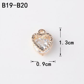 10 ΤΕΜ/Παρτίδα Shining Small Zircon Series Geometry Flower Heart Crystal Charms για Αξεσουάρ κατασκευής κοσμημάτων DIY