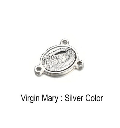 5 vnt. 17 * 20 mm katalikų krikščionių nerūdijančio plieno Mergelės Marijos žavesys papuošalams, gaminantiems trijų skylių jungtis, religinius priedus