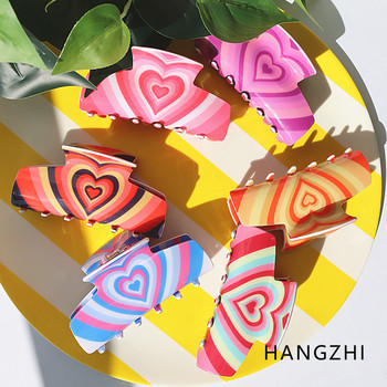 HANGZHI 2022 New Y2K Heart Hair Claw Cute Candy Color Swirl Love Acrylic Shark Hair Crab for Women Girls Personality Hair Crab