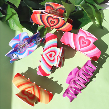 HANGZHI 2022 New Y2K Heart Hair Claw Cute Candy Color Swirl Love Acrylic Shark Hair Crab for Women Girls Personality Hair Crab