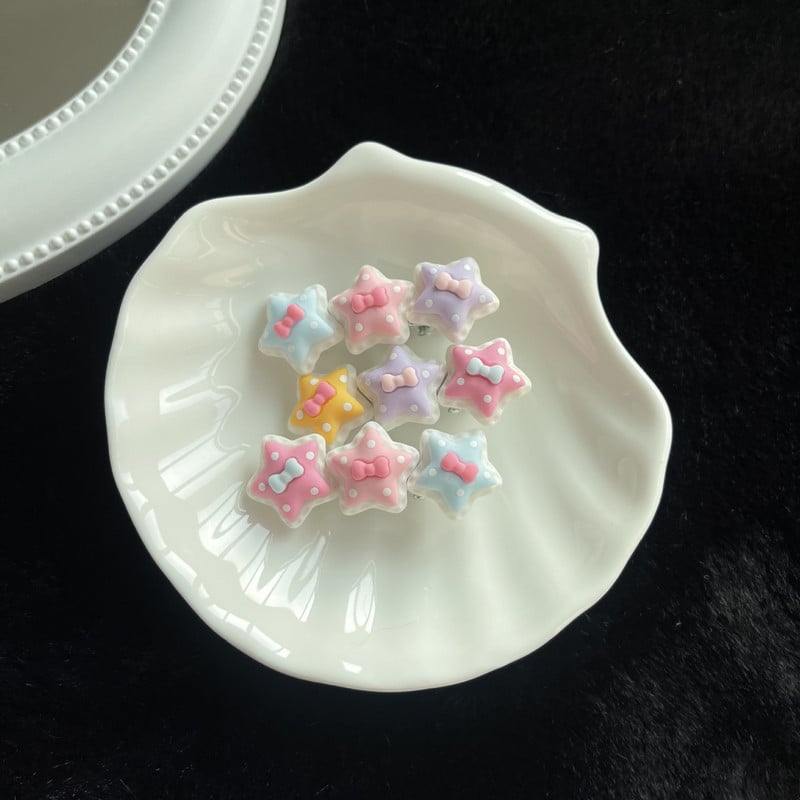 Sweetheart Girly Macaron Color Star Bow hajcsat nőknek Aranyos Esztétika Charm Hajtű Koreai alkalmi divatos hajkiegészítők