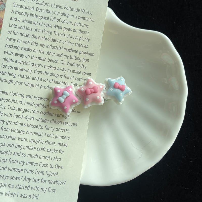Sweetheart Girly Macaron Color Star Bow hajcsat nőknek Aranyos Esztétika Charm Hajtű Koreai alkalmi divatos hajkiegészítők