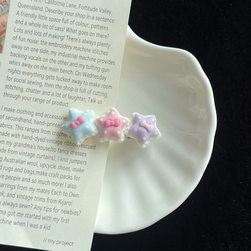 Sweetheart Girly Macaron Color Star Bow hajcsat nőknek Aranyos Esztétika Charm Hajtű Koreai alkalmi divatos hajkiegészítők