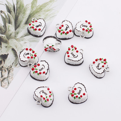 10 bucăți 3D pentru prăjitură de aniversare alimente din rășină Brelocuri drăguțe cu pandantiv Kawaii pentru cercei, colier, bijuterii, accesorii, bricolaj