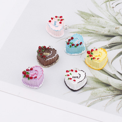 10 bucăți 3D pentru prăjitură de aniversare alimente din rășină Brelocuri drăguțe cu pandantiv Kawaii pentru cercei, colier, bijuterii, accesorii, bricolaj