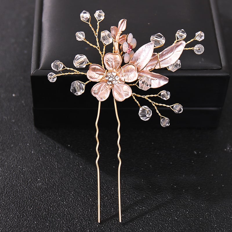 Crystal Pearl Flower Hajtűk Clipek Női Menyasszonyi Haj Ékszerek Esküvői Haj Kiegészítők Strasszos Party Hajtű Fejdísz