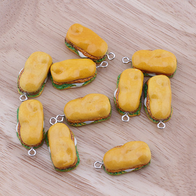10 komada smole Hamburger hrana šarm sendvič privjesak privjesak za ogrlicu narukvica naušnica DIY izrada dodataka privjesak nalazi