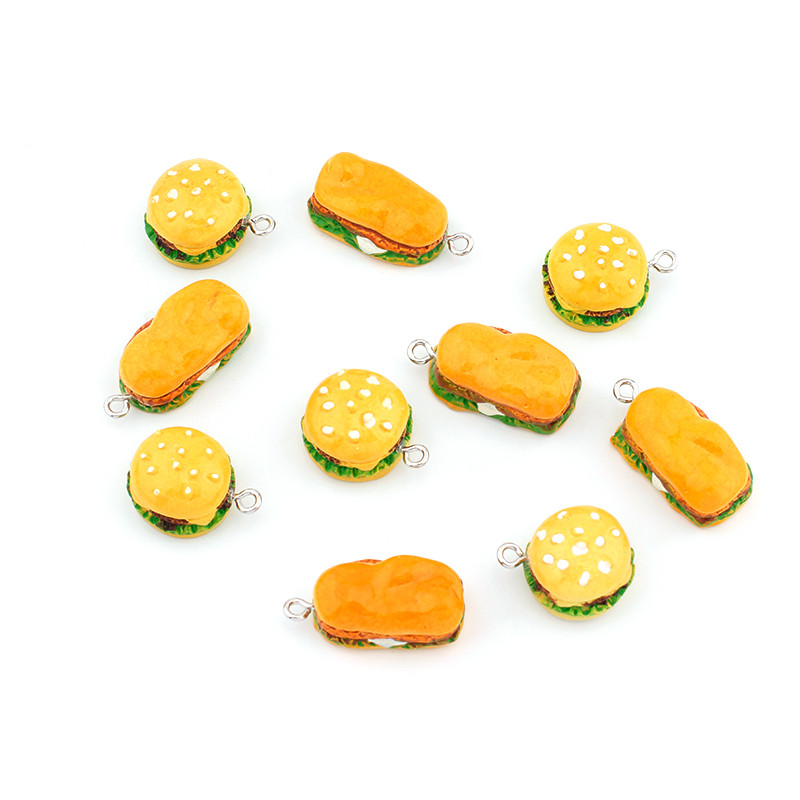 10 komada smole Hamburger hrana šarm sendvič privjesak privjesak za ogrlicu narukvica naušnica DIY izrada dodataka privjesak nalazi