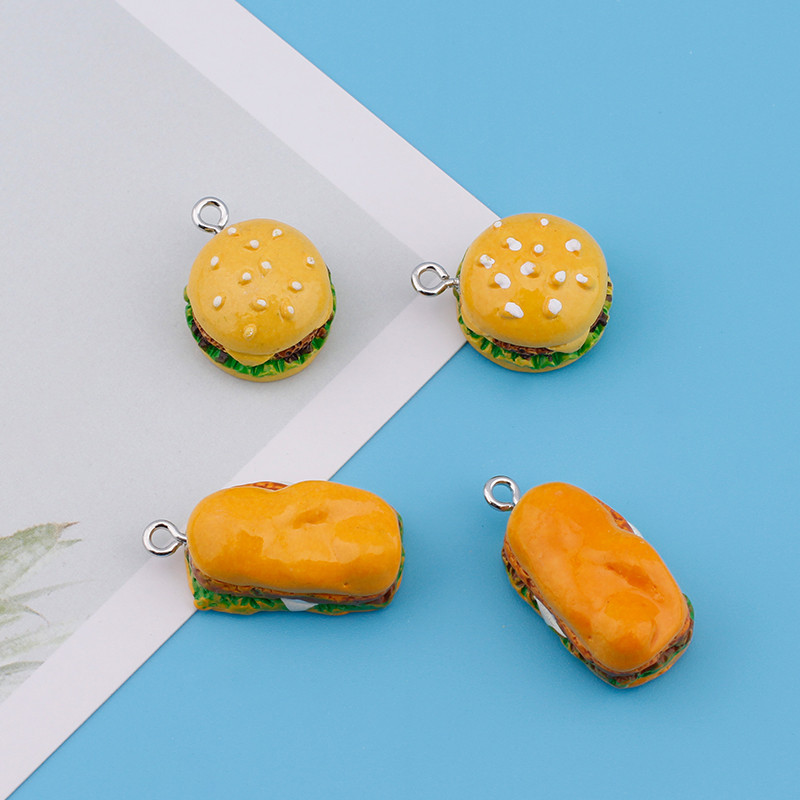 10 komada smole Hamburger hrana šarm sendvič privjesak privjesak za ogrlicu narukvica naušnica DIY izrada dodataka privjesak nalazi