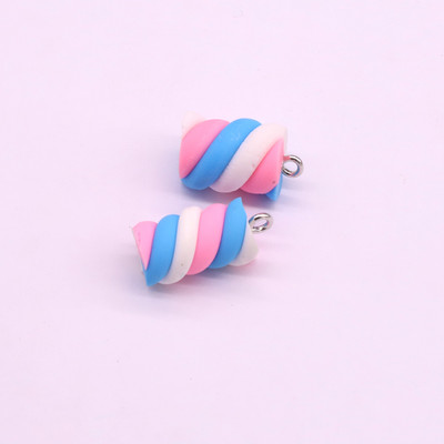 10 бр./Партиди Цветни лепкави обеци Талисмани от смола Сладък макарон Спираловидни хранителни висулки за гривна Колие Изработка на бижута F355