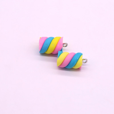10 бр./Партиди Цветни лепкави обеци Талисмани от смола Сладък макарон Спираловидни хранителни висулки за гривна Колие Изработка на бижута F355