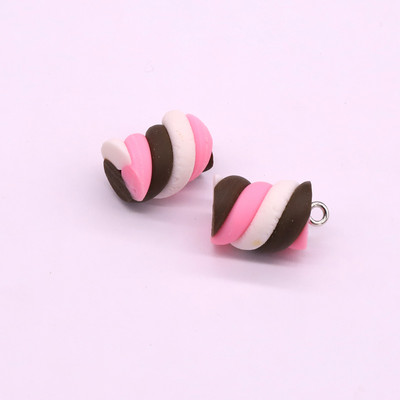 10 бр./Партиди Цветни лепкави обеци Талисмани от смола Сладък макарон Спираловидни хранителни висулки за гривна Колие Изработка на бижута F355