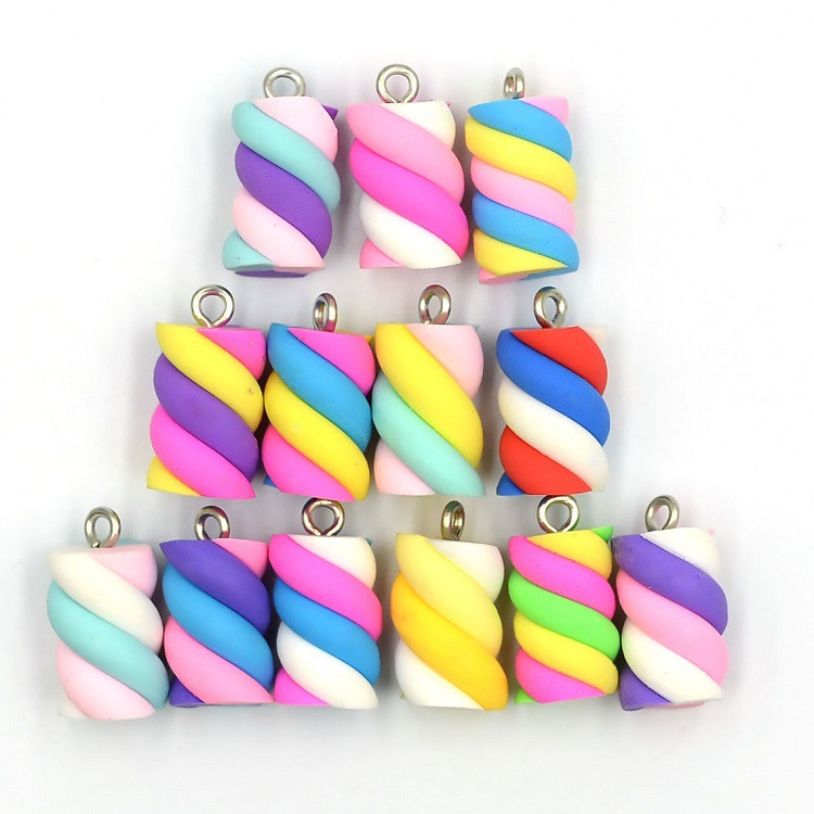 10 бр./Партиди Цветни лепкави обеци Талисмани от смола Сладък макарон Спираловидни хранителни висулки за гривна Колие Изработка на бижута F355