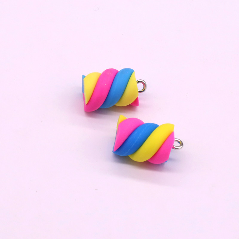 10 бр./Партиди Цветни лепкави обеци Талисмани от смола Сладък макарон Спираловидни хранителни висулки за гривна Колие Изработка на бижута F355