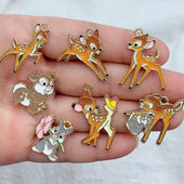 10db Ötvözet Zománc Bűbáj Rajzfilm Mókus Nyúl Szarvas Medál DIY Kulcstartó Nyaklánc Medál Ékszer Kiegészítők Anime Charms
