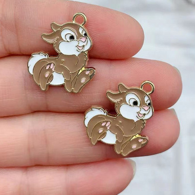 10db Ötvözet Zománc Bűbáj Rajzfilm Mókus Nyúl Szarvas Medál DIY Kulcstartó Nyaklánc Medál Ékszer Kiegészítők Anime Charms