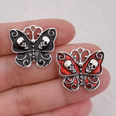 10 db Enamel Butterflies Skulls charm Charm Black Skull Butterfly Pendant Fülbevaló Nyaklánc Ékszer Barkácsolás Ékszer Leletek