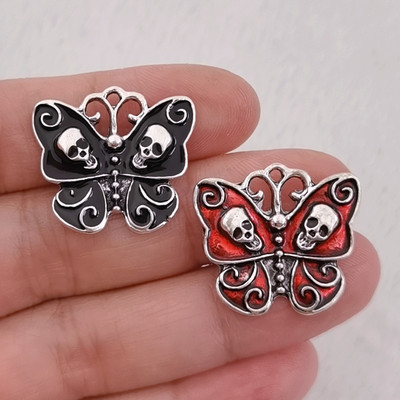 10 db Enamel Butterflies Skulls charm Charm Black Skull Butterfly Pendant Fülbevaló Nyaklánc Ékszer Barkácsolás Ékszer Leletek
