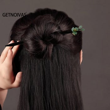Φλοράλ καρφίτσες μαλλιών Χειροποίητη ξύλινη καρφίτσα με στριφτή καρφίτσα προσομοίωσης λουλουδιών ντεκόρ Κινέζικο ραβδί μαλλιών Hanfu Κόσμημα μαλλιών Hair Jewelry SL