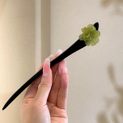 Флорални фиби за коса Ръчно изработени дървени усукани игли за кок Симулация на цветен декор Китайска пръчка за коса Hanfu Украса за глава Бижута за коса SL
