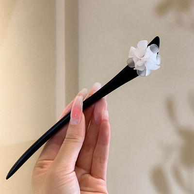 Флорални фиби за коса Ръчно изработени дървени усукани игли за кок Симулация на цветен декор Китайска пръчка за коса Hanfu Украса за глава Бижута за коса SL