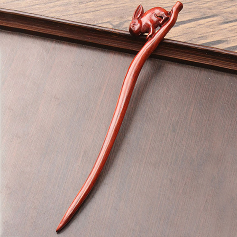 Nyúlszőrpálcikák Kínai hanfu hajkiegészítők női fa hajtűk szantálfa hajzsemlyek pálcikák fejfedő ékszerek
