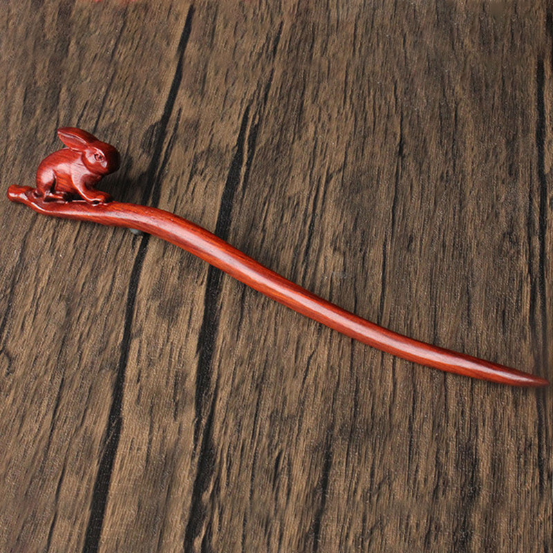 Nyúlszőrpálcikák Kínai hanfu hajkiegészítők női fa hajtűk szantálfa hajzsemlyek pálcikák fejfedő ékszerek