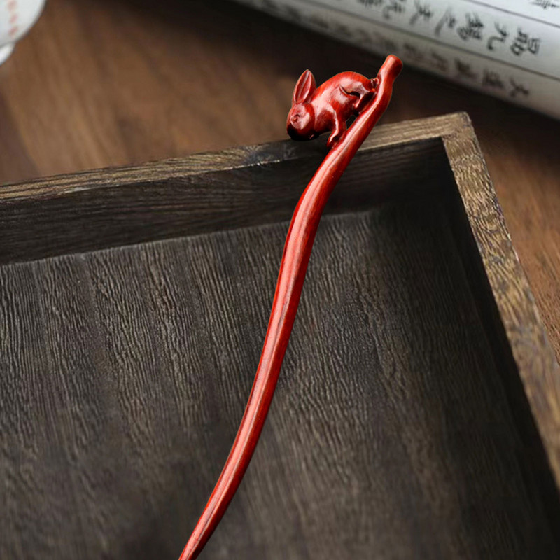 Nyúlszőrpálcikák Kínai hanfu hajkiegészítők női fa hajtűk szantálfa hajzsemlyek pálcikák fejfedő ékszerek