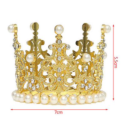 Mini Pearl Crown Elegáns Arany Ezüst Szín Kis Méret Gyöngy Tiara Princess Topper Hajkorona Esküvői Haj Kiegészítők Ékszerek