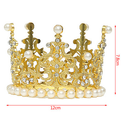 Mini Pearl Crown Elegáns Arany Ezüst Szín Kis Méret Gyöngy Tiara Princess Topper Hajkorona Esküvői Haj Kiegészítők Ékszerek