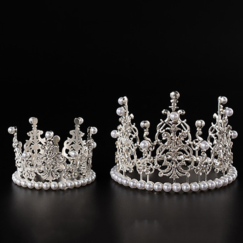 Mini Pearl Crown Elegáns Arany Ezüst Szín Kis Méret Gyöngy Tiara Princess Topper Hajkorona Esküvői Haj Kiegészítők Ékszerek