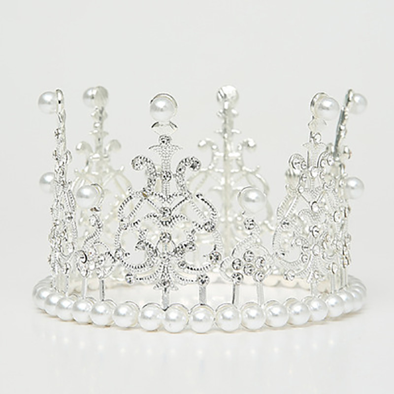 Mini Pearl Crown Elegáns Arany Ezüst Szín Kis Méret Gyöngy Tiara Princess Topper Hajkorona Esküvői Haj Kiegészítők Ékszerek