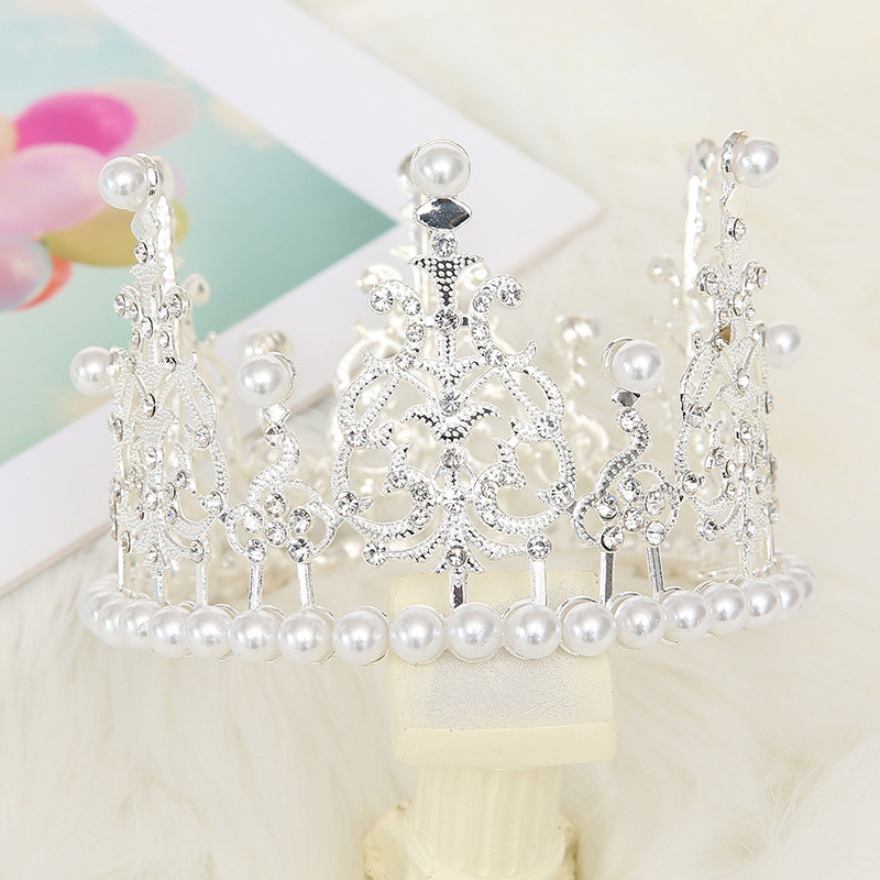 Mini Pearl Crown Elegáns Arany Ezüst Szín Kis Méret Gyöngy Tiara Princess Topper Hajkorona Esküvői Haj Kiegészítők Ékszerek
