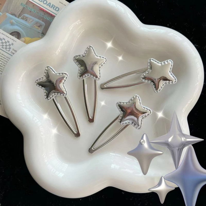 Koreai divatos bőr csillag Pentagram hajcsat nőknek Cool Sweet Cute Charm Trend Bobby Pin Esztétika Y2k Hajkiegészítők